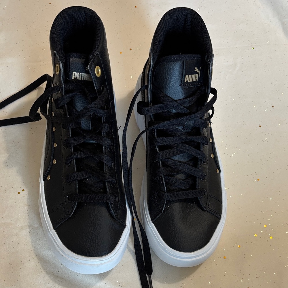 Puma Women’s Black and White High-Top Sneakers